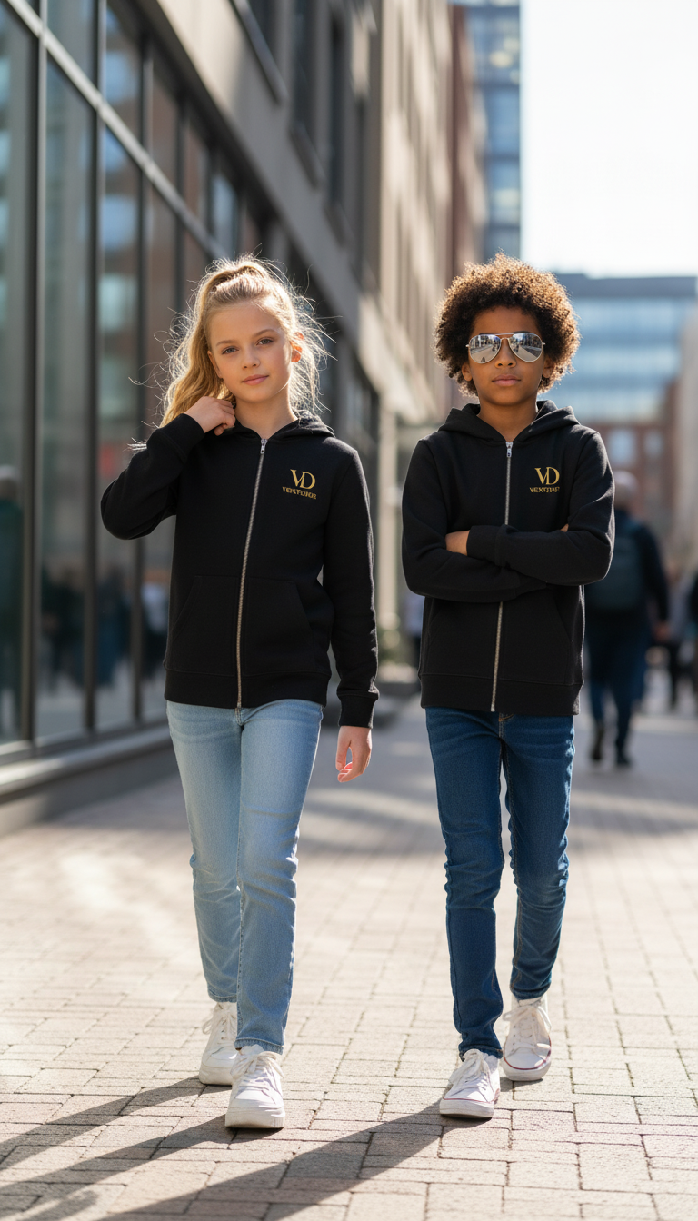 Ventodor Kids Zip Hoodie – Black Edition <<NO.STSK182>>